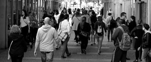 Crowd of people walking